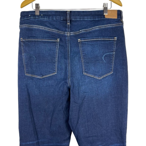 AMERICAN EAGLE Curvy Super High Rise Flare Dark Wash Jeans Plus Size 18 - Picture 2 of 7